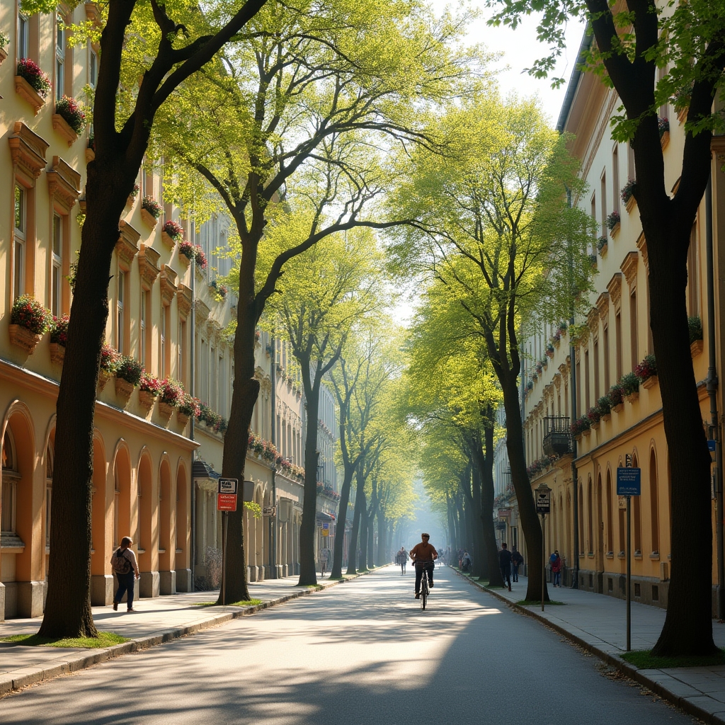 Senefelderstraße Stuttgart, ruhige Wohnstraße mit Grünflächen